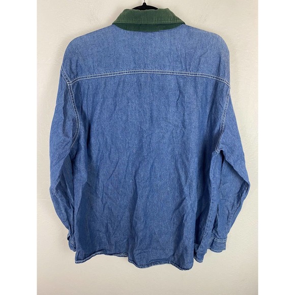 Vintage 90s M&M Candy Button Blue Denim Shirt Size Medium Chambray - Picture 2 of 6